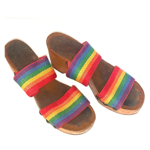 Leather ‘n’ Things Shoes - Vintage 1970  Platforms Shoes Rainbow Size 5